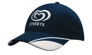 Brushed Heavy Cotton Cap with Mesh Inserts on Peak