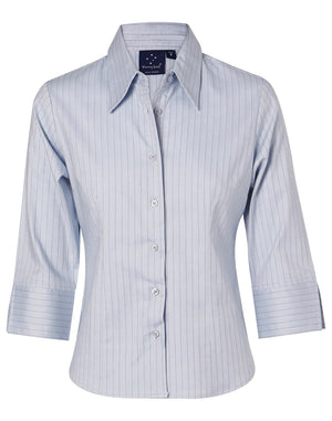 Ladies 3/4 Sleeve Stretch Stripe Shirt