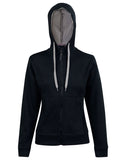 Ladies Full Zip Contrast Fleece Hoodie