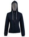 Ladies Full Zip Contrast Fleece Hoodie