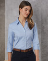 Womens CVC Oxford 3/4 Sleeve Shirt