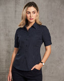 Womens Pin Stripe Short Sleeve Shirt