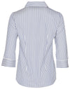 Womens Sateen Stripe 3/4 Sleeve Shirt
