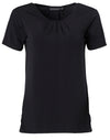 Ladies Round Neck with Pleats S/S Knit Top