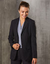 Womens Two Buttons Mid Length Jacket in Poly/Viscose Stretch