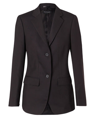Womens Two Buttons Mid Length Jacket in Poly/Viscose Stretch