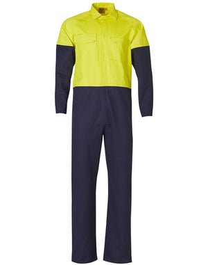 Hi-Vis Two Tone Mens Cotton Drill Coverall-Stout