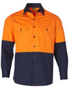 Hi-Vis two tone Cool-Breeze L/S cotton work shirt