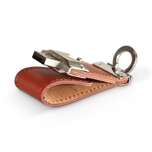 Press stud short leather pouch USB