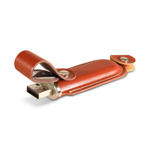 Press stud long leather pouch USB